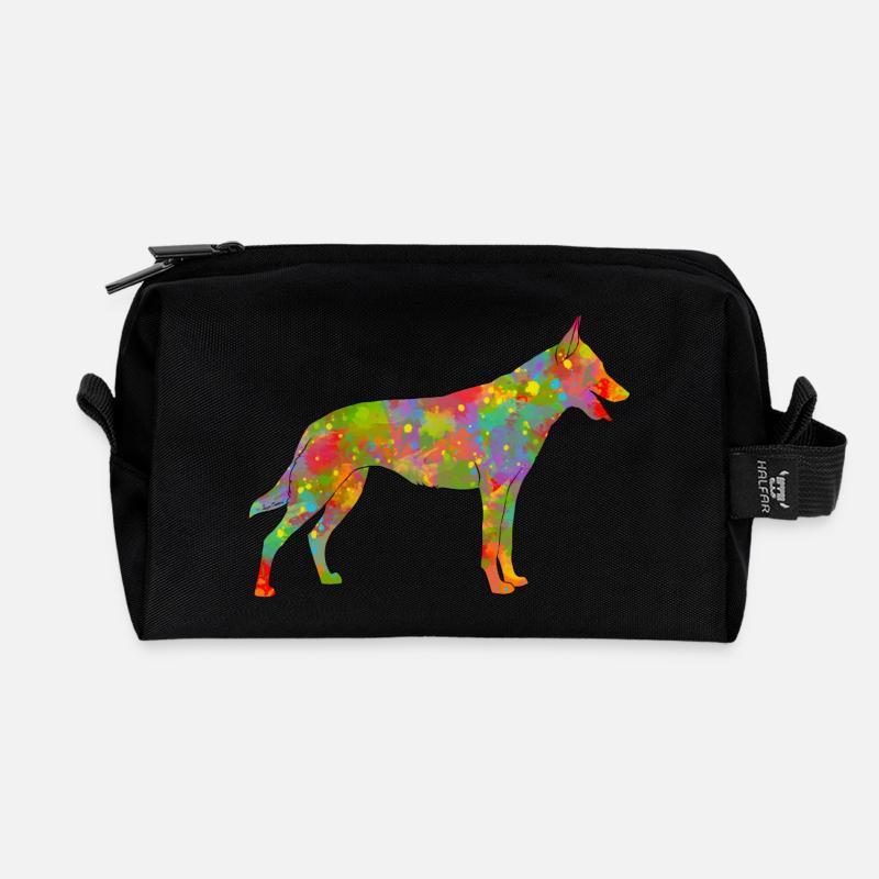 Belgischer Schäfer Malinois Multicolor - Recycelte Kulturtasche - Schwarz