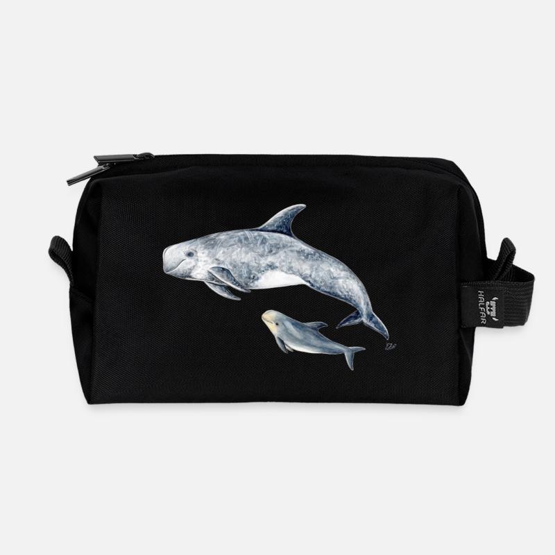 Risso - Grampus Dolphin - Dauphin Risso - Recycelte Kulturtasche - Schwarz