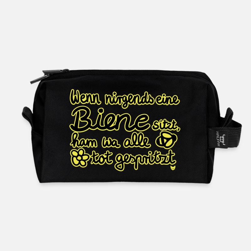 Bienen tot gespritzt – Bienenschutz Geschenkidee - Recycelte Kulturtasche - Schwarz