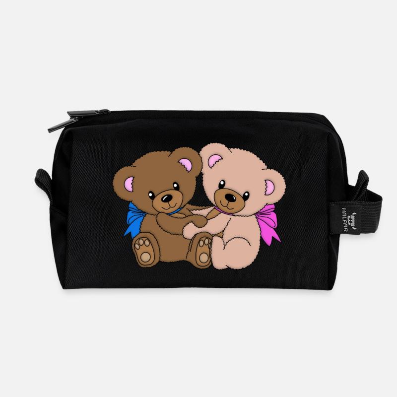 süße Teddys - Recycelte Kulturtasche - Schwarz