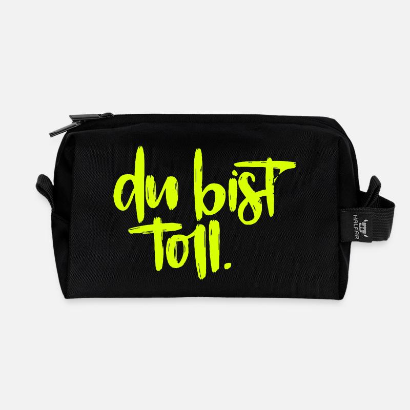 Du bist toll! - Recycelte Kulturtasche - Schwarz