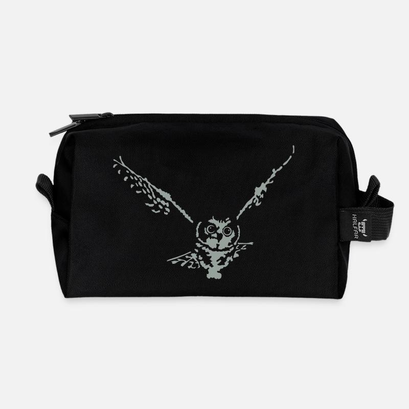 Eule - Recycelte Kulturtasche - Schwarz