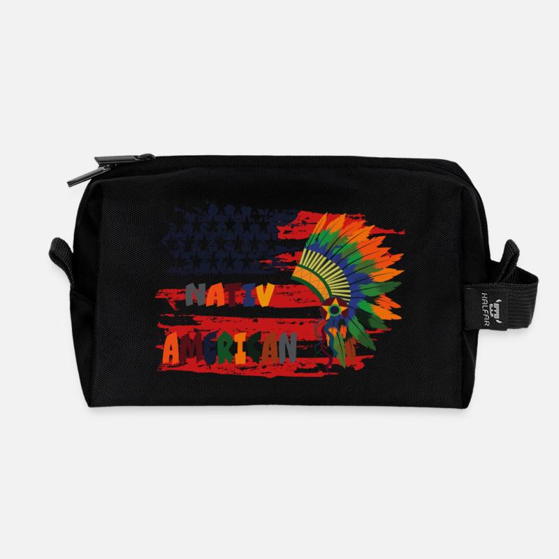 Native American Native American - Recycled Toiletry Zip Bag - black