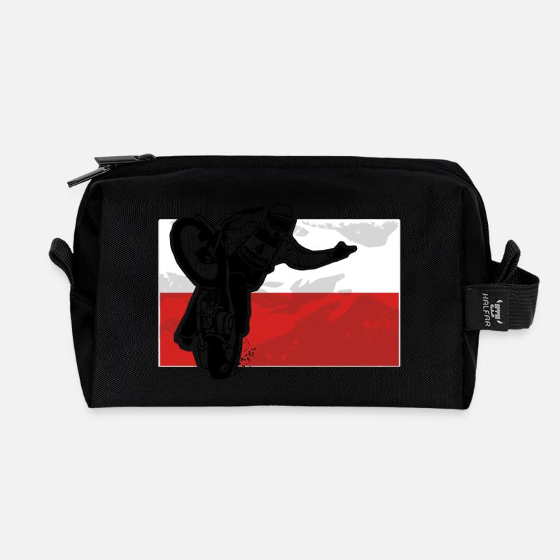 Speedway - Poland Flag - Recycled Toiletry Zip Bag - black