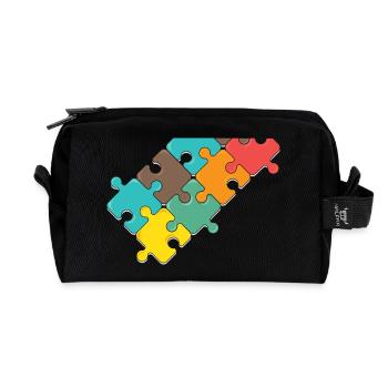 colorful puzzle design puzzle part - Recycled Toiletry Zip Bag - black - Front