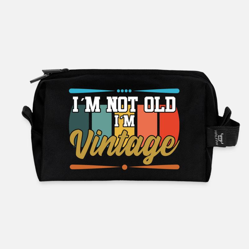 Je ne suis pas une vieille idée de cadeau textile - Trousse de toilette en tissu recyclé - noir