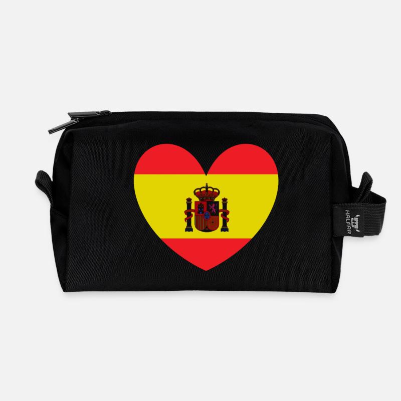 Herzflagge von Spanien - Recycelte Kulturtasche - Schwarz
