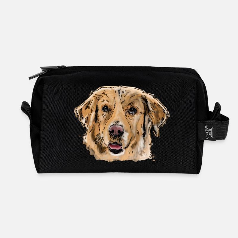 Golden Retriever - Recycelte Kulturtasche - Schwarz