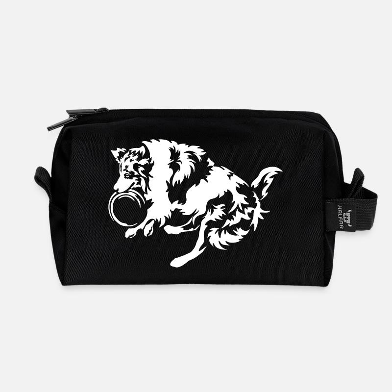 Border Collie "Black Edition" - Recycelte Kulturtasche - Schwarz