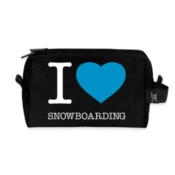 I LOVE SNOWBOARDING - Recycelte Kulturtasche - Schwarz - Vorne