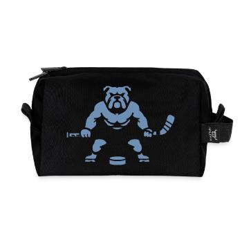 Minimalistische Bulldoggen Eishockey Silhouette - Recycelte Kulturtasche - Schwarz - Vorne