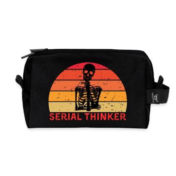 Serial Thinker Skeleton Thinking Retro Sunset - Recycelte Kulturtasche - Schwarz - Vorne