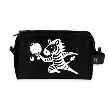 Zebra Tischtennis Spieler Ping Pong Silhouette - Recycelte Kulturtasche - Schwarz - Vorne