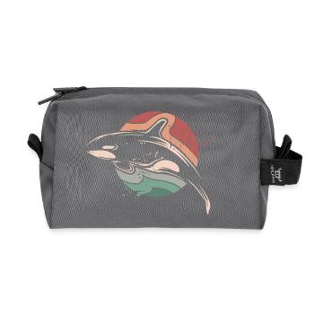 Orque rétro mer mer vintage poisson soleil lune - Trousse de toilette en tissu recyclé - anthracite - Devant