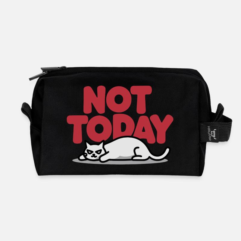 Not Today Cat - Recycled Toiletry Zip Bag - black