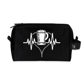 Herzschlag Bier - Recycelte Kulturtasche - Schwarz - Vorne