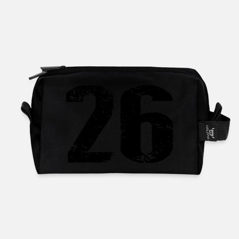 26 Number Jersey - Recycled Toiletry Zip Bag - black