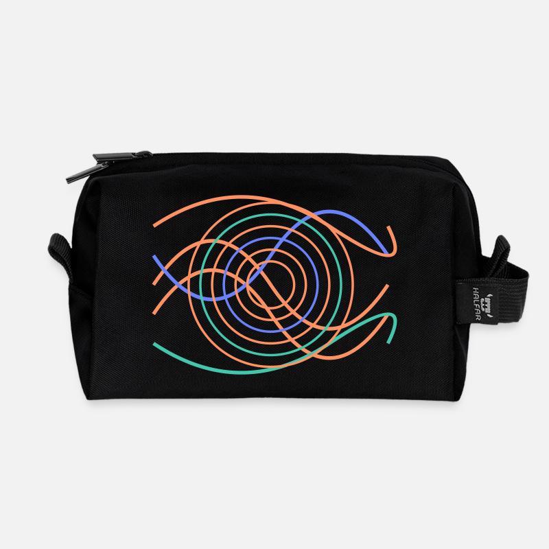 Abstraktes Wellendesign - Recycelte Kulturtasche - Schwarz