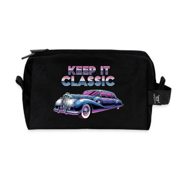 Vintage Limousine Neon Design - Recycelte Kulturtasche - Schwarz - Vorne