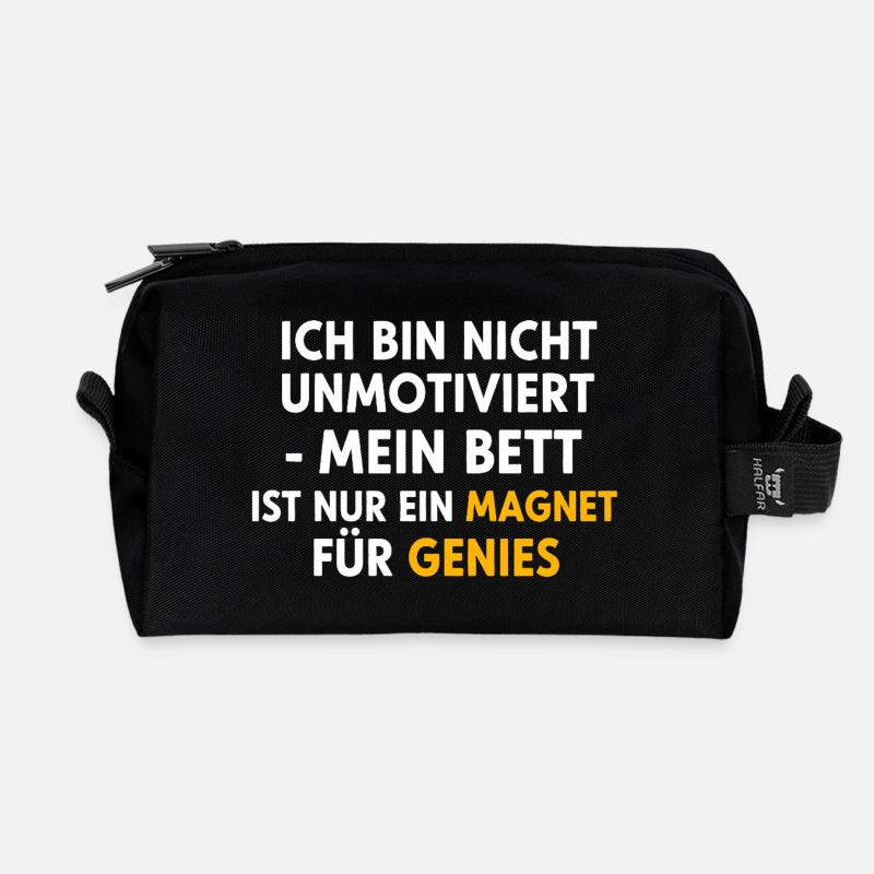 Magnet for Genie's Bed Saying - Recycled Toiletry Zip Bag - black