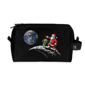 Galactic Christmas Imp on Moon - Recycled Toiletry Zip Bag - black - Front