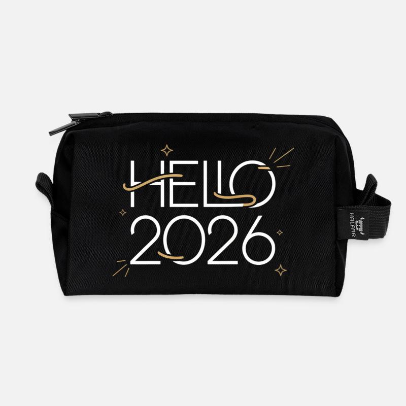 Neon Hallo 2026 - Recycelte Kulturtasche - Schwarz