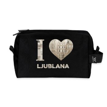 J’adore Ljubljana – Design architectural urbain - Trousse de toilette en tissu recyclé - noir - Devant