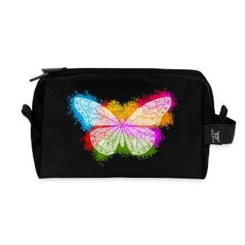 Zentangle Butterfly - Recycled Toiletry Zip Bag - black - Front