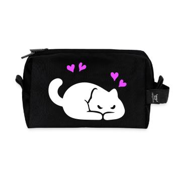 Cat Love - Recycled Toiletry Zip Bag - black - Front