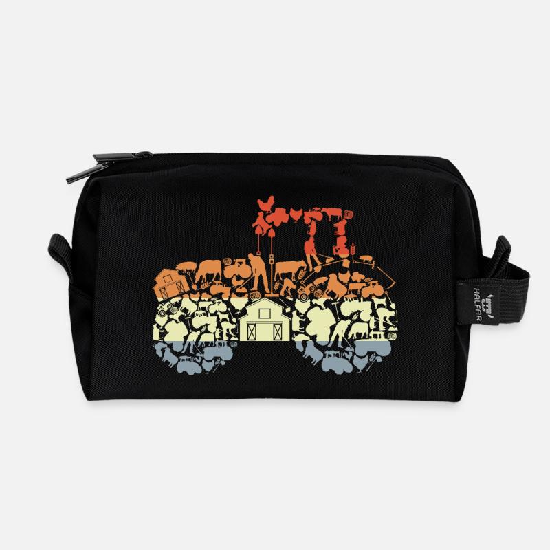 Retro Traktor Silhouette - Recycelte Kulturtasche - Schwarz