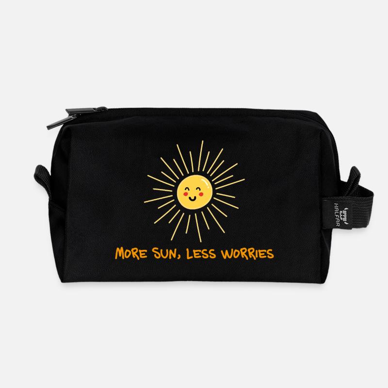 More Sun, less worries – Sommer Gute Laune Spruch - Recycelte Kulturtasche - Schwarz