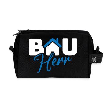 Construction Helmet House Logo - Recycled Toiletry Zip Bag - black - Front