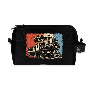 Railway Steam locomotive Locomotive Model railway Train - Recycled Toiletry Zip Bag - black - Front