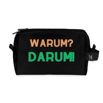WARUM? DARUM! Dumme Fragen Wortspiel Witzig - Recycelte Kulturtasche - Schwarz - Vorne