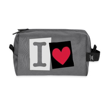 I Love (cutter font) - Trousse de toilette en tissu recyclé - anthracite - Devant
