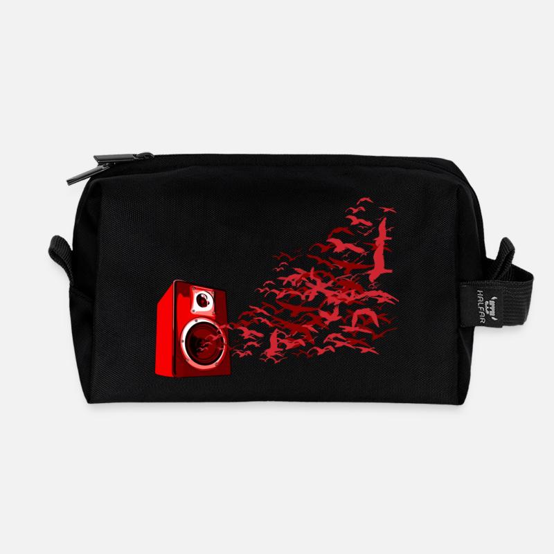 Speaker Birds DJ - Recycled Toiletry Zip Bag - black