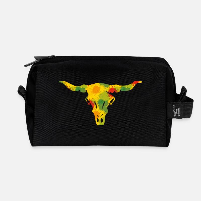 Stierkopf - Spritzer - Recycelte Kulturtasche - Schwarz