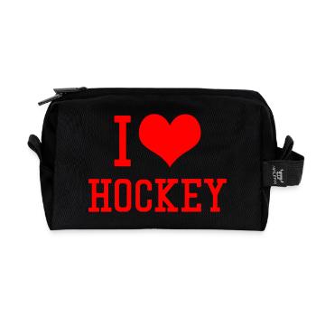 I Love Hockey - Recycelte Kulturtasche - Schwarz - Vorne
