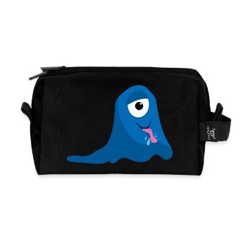 Blue One Eyed Monster - Recycled Toiletry Zip Bag - black - Front