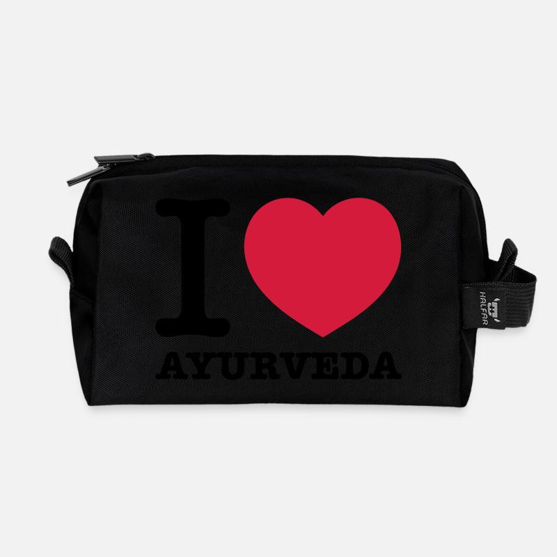 i love Ayurveda - Recycelte Kulturtasche - Schwarz