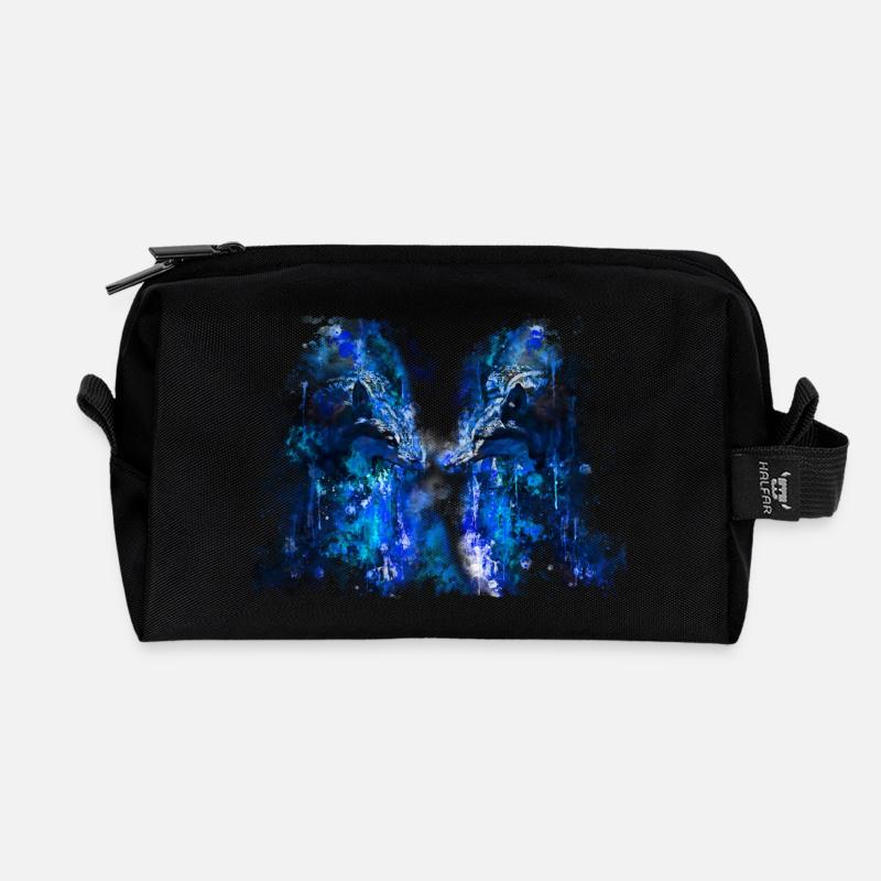 gxp woelfe hate monday splatter watercolor blue - Recycled Toiletry Zip Bag - black