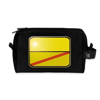 Ortsschild blanko - Recycelte Kulturtasche - Schwarz - Vorne