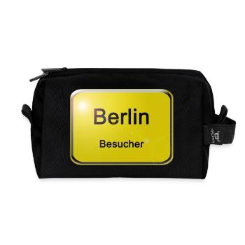 Ortsschild Berlin Besucher - Recycelte Kulturtasche - Schwarz - Vorne