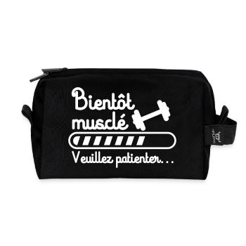 Bientôt musclé, cadeau musculation, muscu - Trousse de toilette en tissu recyclé - noir - Devant