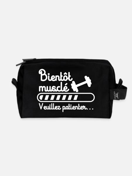 Bientôt musclé, cadeau musculation, muscu - Trousse de toilette en tissu recyclé - noir