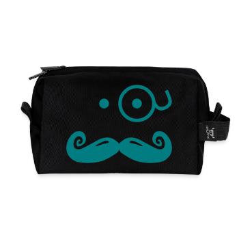gentlemans mustache with glass / sir - Recycelte Kulturtasche - Schwarz - Vorne