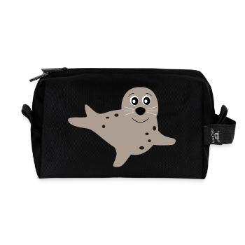 seal seals seal seals animals - Recycled Toiletry Zip Bag - black - Front