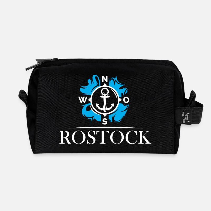 rostock see anker kompass symbol Logo illustration - Recycelte Kulturtasche - Schwarz