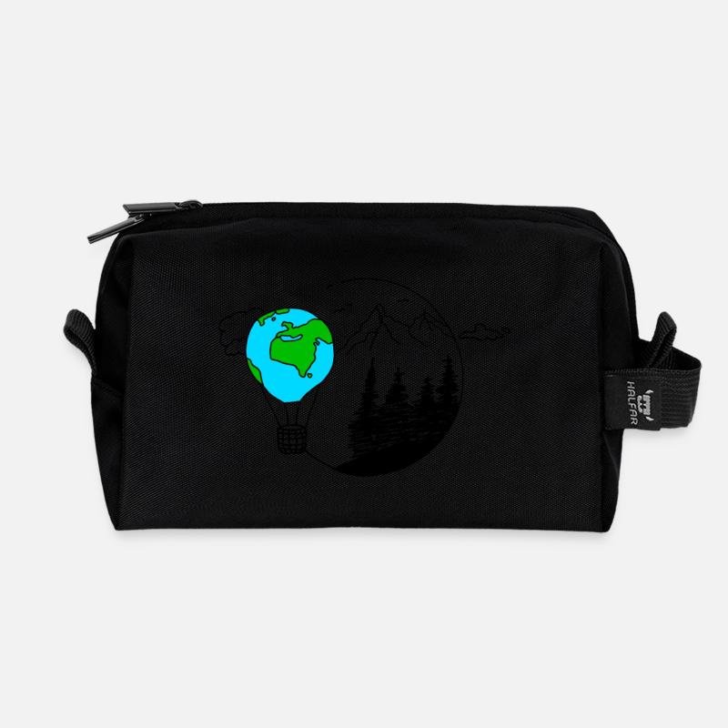 Weltkugel Berge - Recycelte Kulturtasche - Schwarz