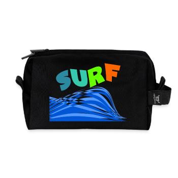SURFEN. WELLENREITER. WELLENREITER. SPORT. FEIERTAG. REISE. - Recycelte Kulturtasche - Schwarz - Vorne